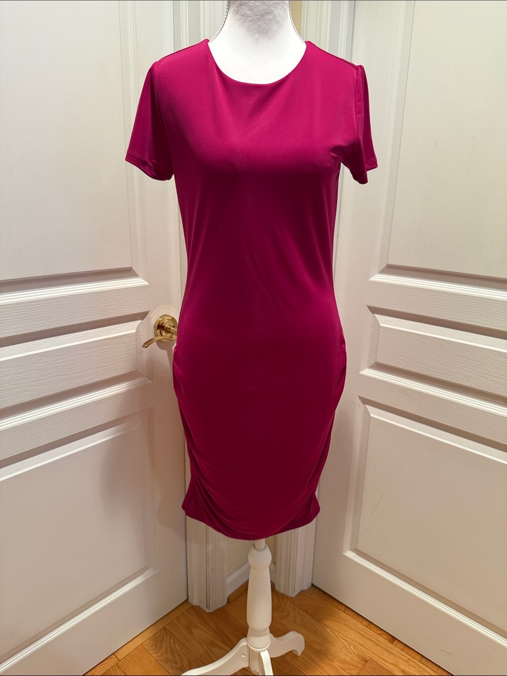 INC International Concepts Magenta Short Sleeve Sheath Dress